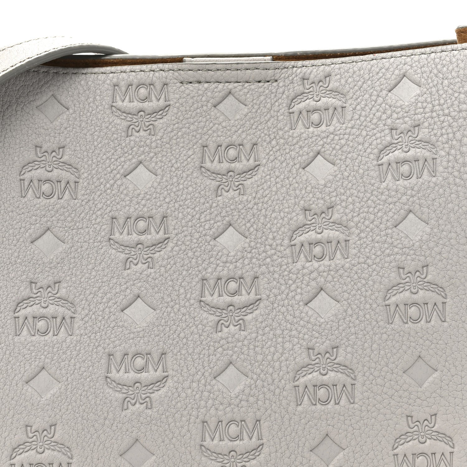 MCM Calfskin Ottomar Monogram Sarah Convertible Hobo Dove 7 of 10