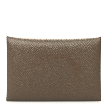 Hermes Epsom Calvi Card Case Etoupe 1 of 10