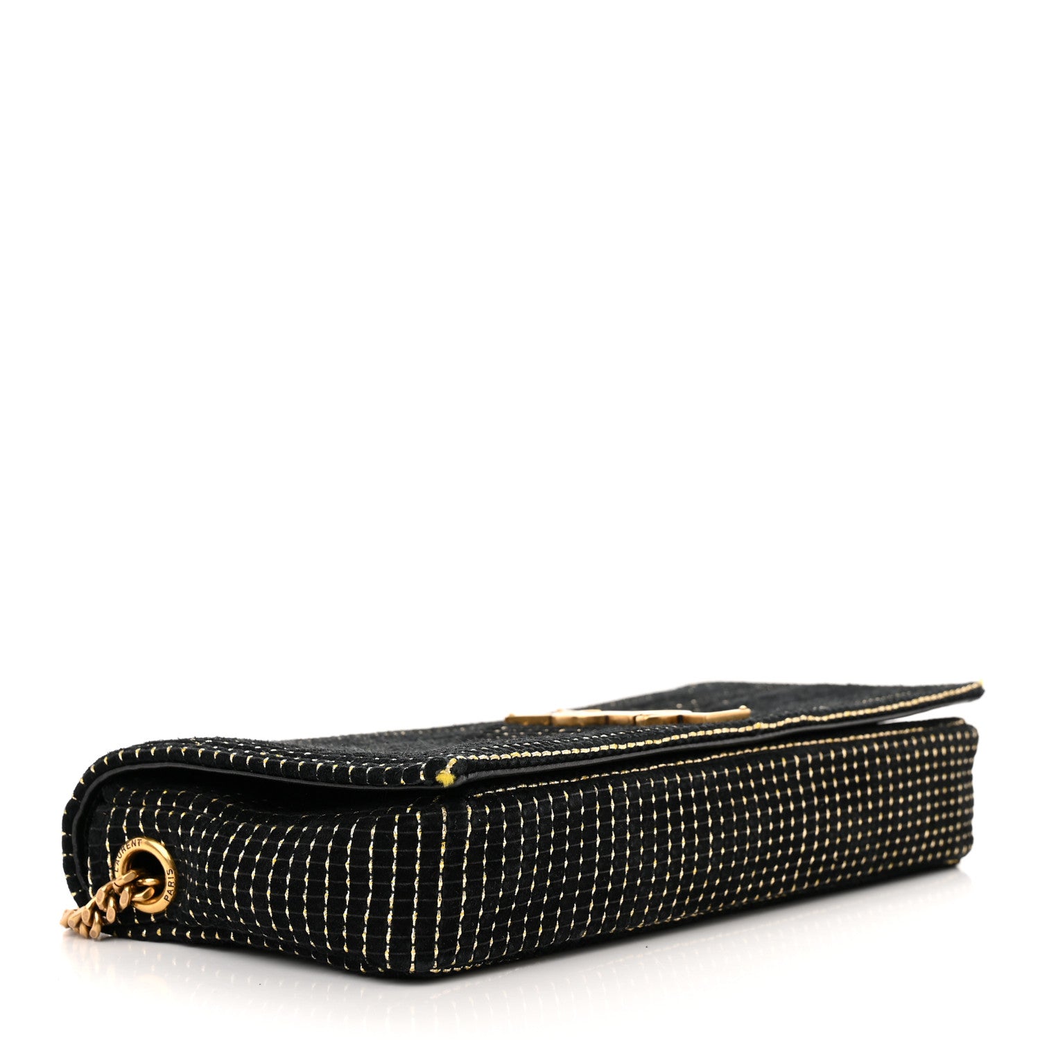 Saint Laurent Suede Contrast Stitching Monogram Kate 99 Black 4 of 12