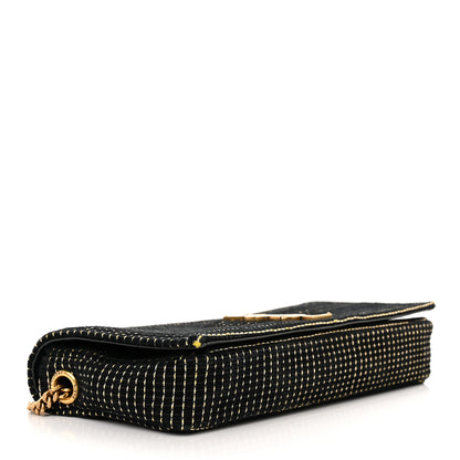 Saint Laurent Suede Contrast Stitching Monogram Kate 99 Black 4 of 12