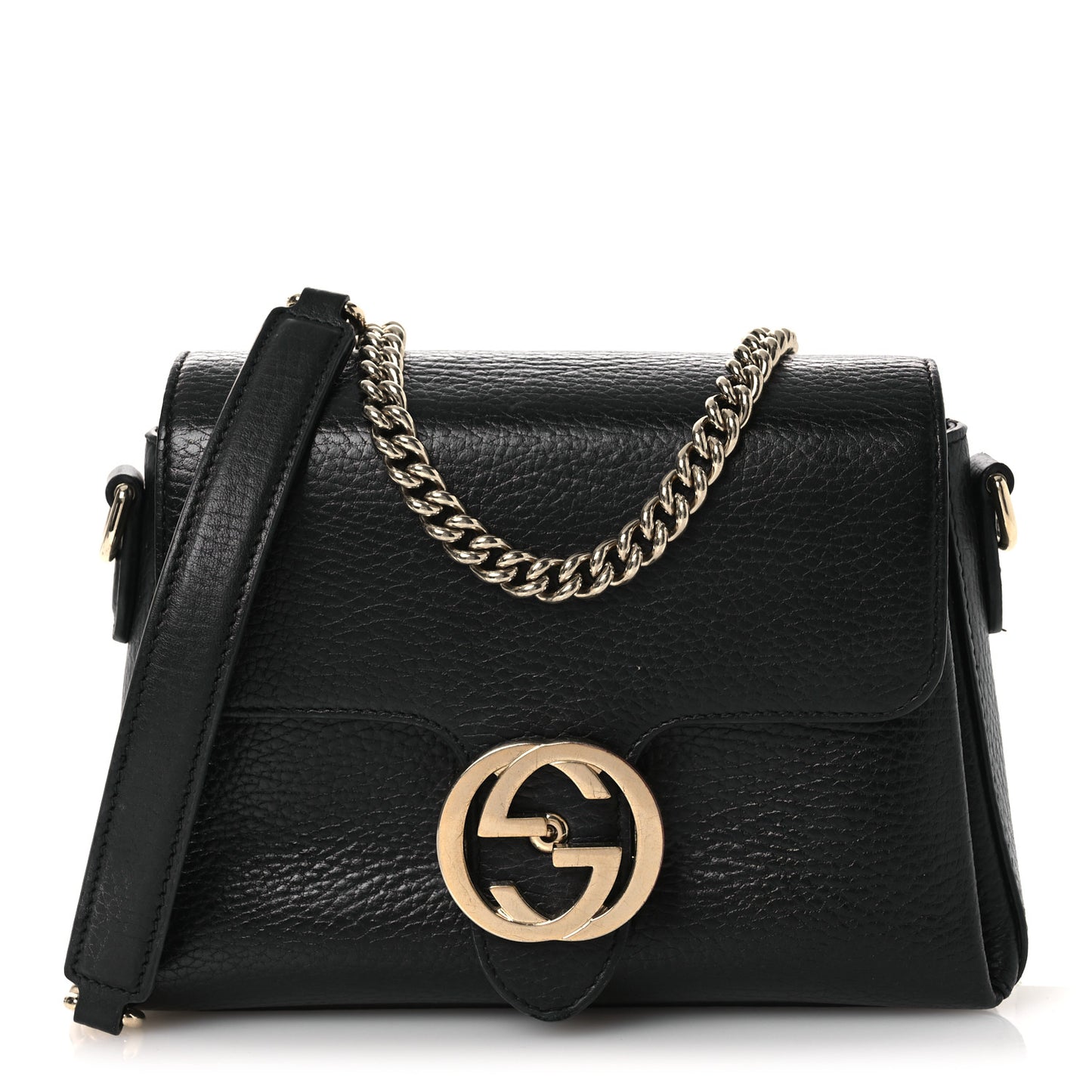 Dollar Calfskin Interlocking G Crossbody Bag Black