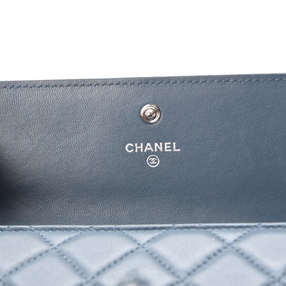 Chanel Lambskin Quilted Large Gusset Flap Wallet Blue 13 of 16
