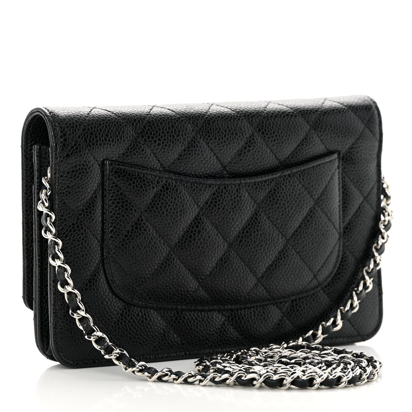 Caviar Quilted Wallet on Chain WOC Black