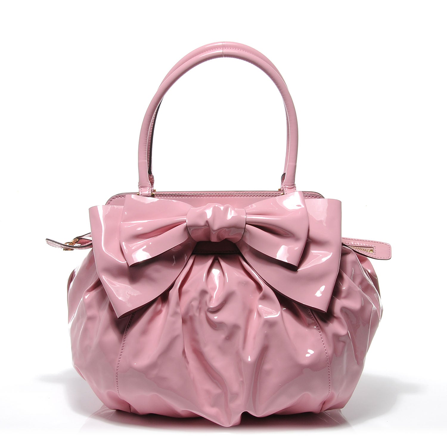 Valentino Garavani Patent Lacca Double Handle Bow Bag Pop Gardenia 1 of 8