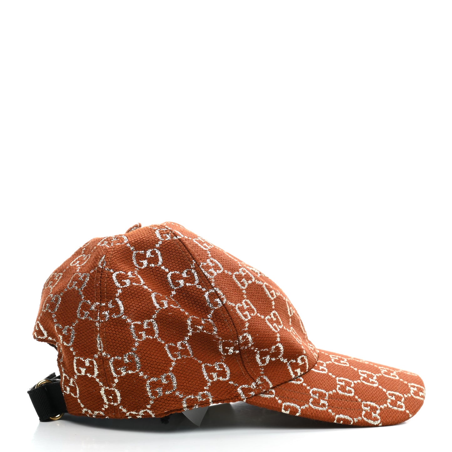 Canvas Lame GG Monogram Rush Baseball Hat S Burnt Orange Silver