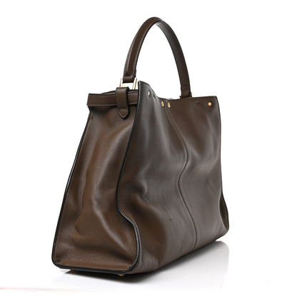 Fendi Vitello Seta Glazed Fabric FF 1974 Large Peekaboo X-Lite Maya Mogano Panna 3 of 9