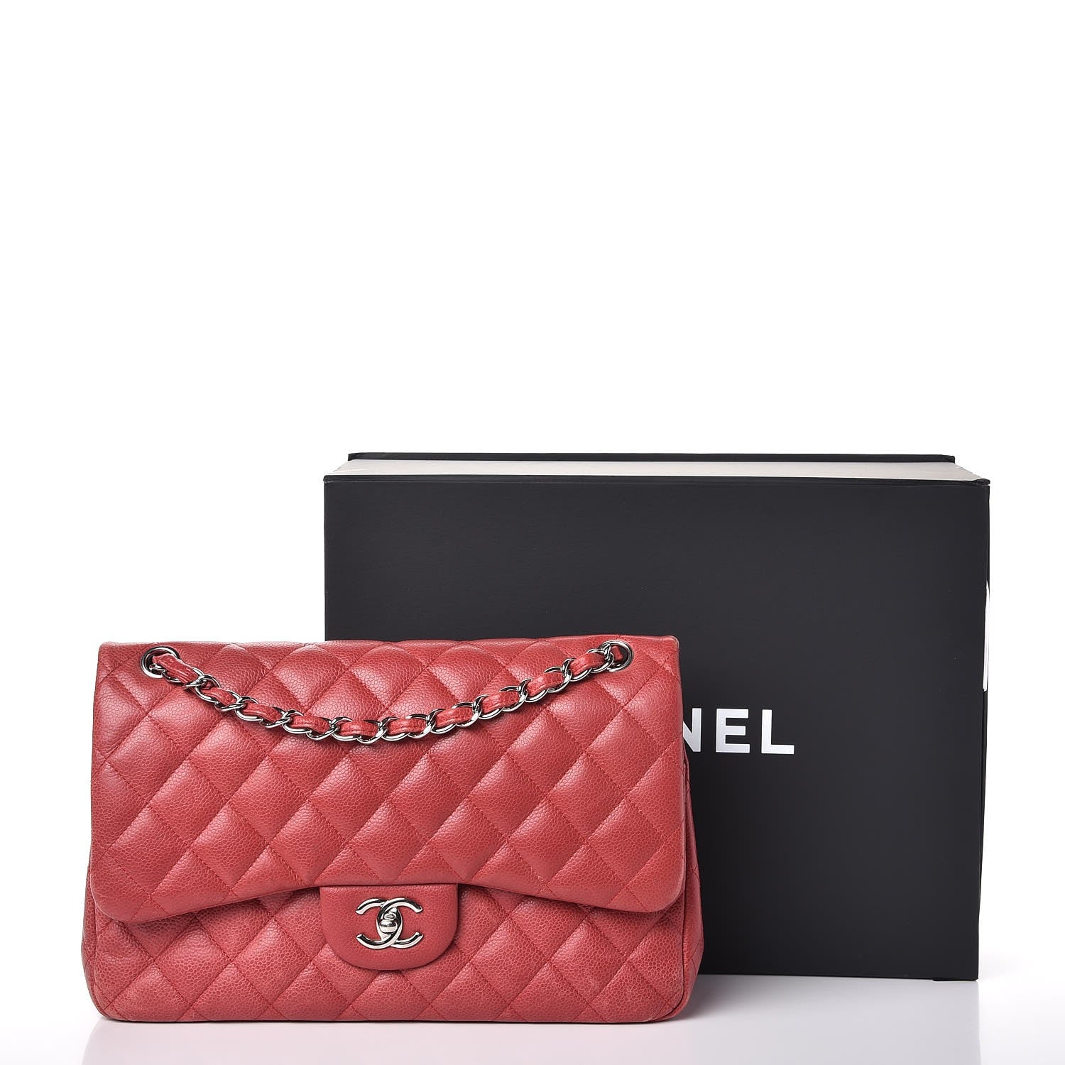 Chanel Caviar Quilted Jumbo Double Flap Red 9 of 14