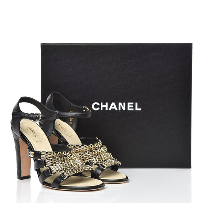 Chanel Lambskin Reissue Chain Sandals 38.5 Black 11 of 11