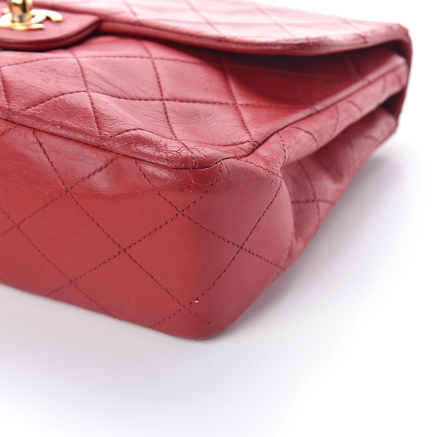 Lambskin Quilted Mini Square Flap Red