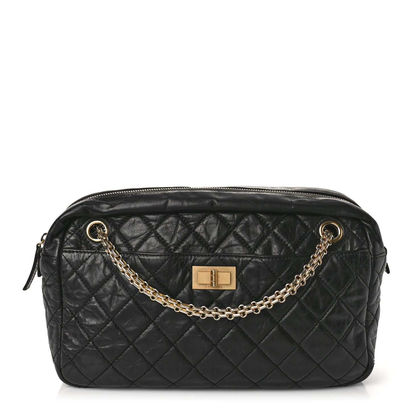 Aged Calfskin Quilted Medium Reissue Camera Case Black