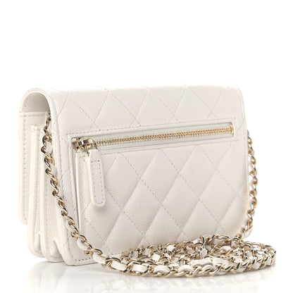 Chanel Caviar Quilted Mini Wallet On Chain WOC White 2 of 4