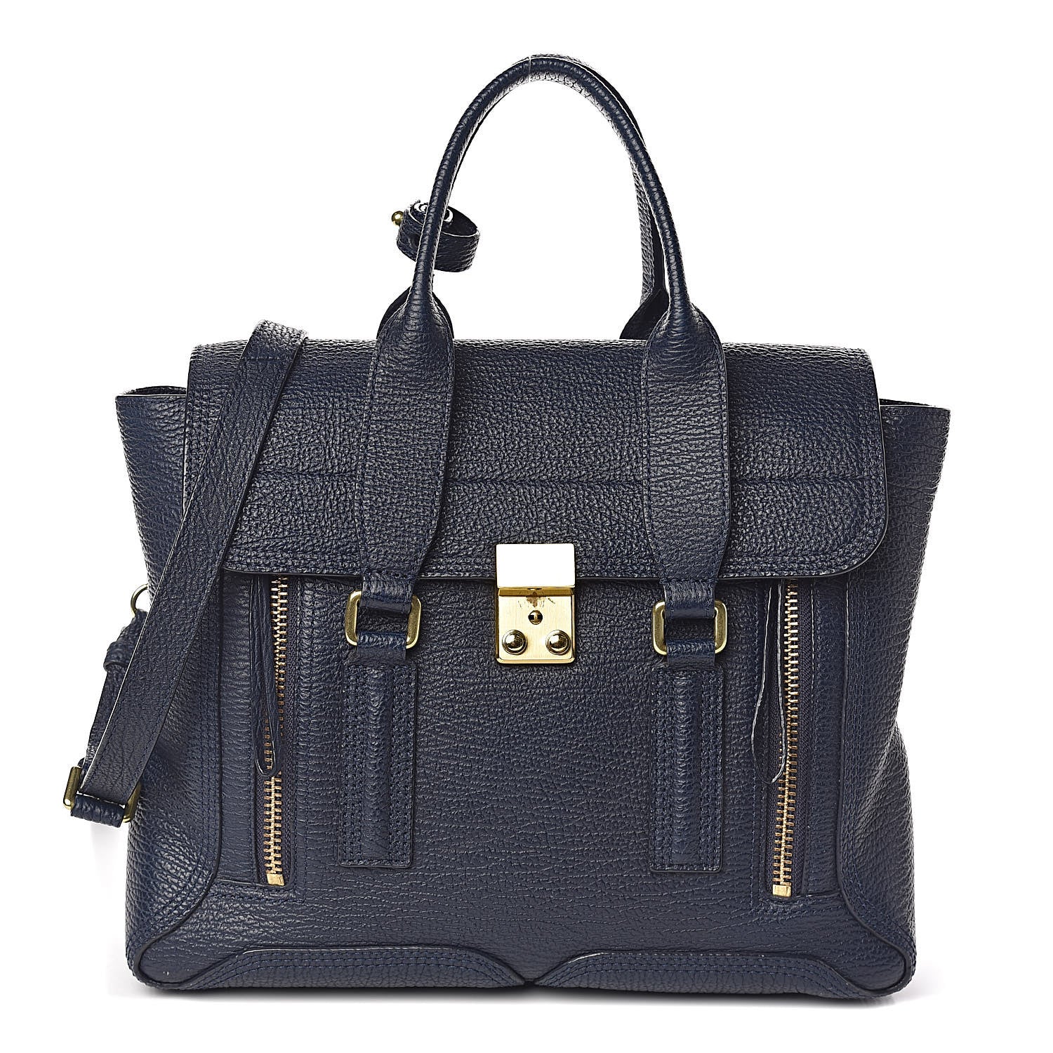 3.1 Phillip Lim 3.1 Textured Calfskin Medium Pashli Satchel Ink 1 of 16