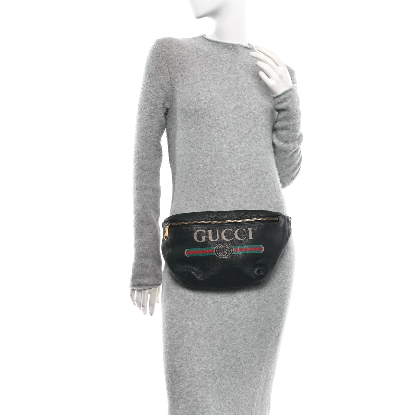 Grained Calfskin Logo Belt Bag Black