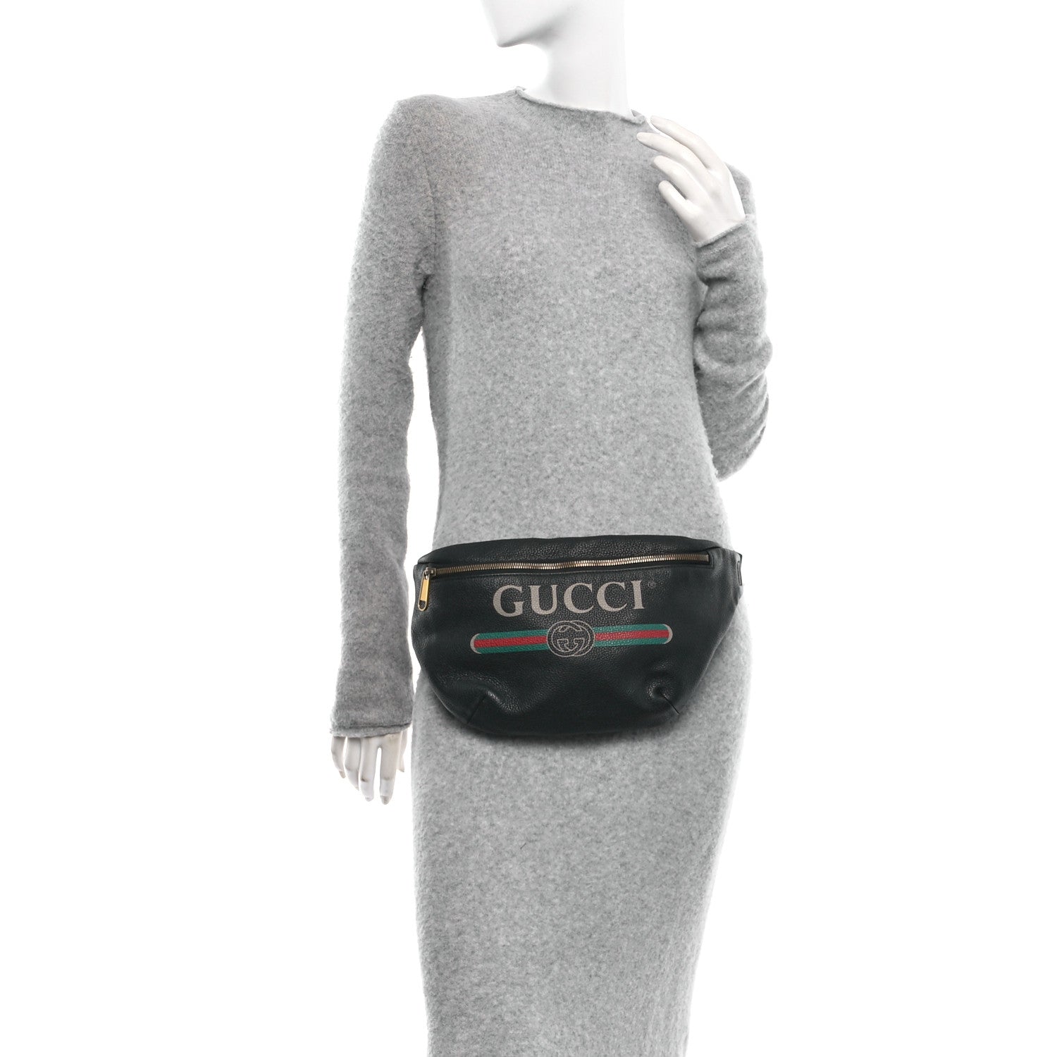Gucci Grained Calfskin Logo Belt Bag Black 2 of 10