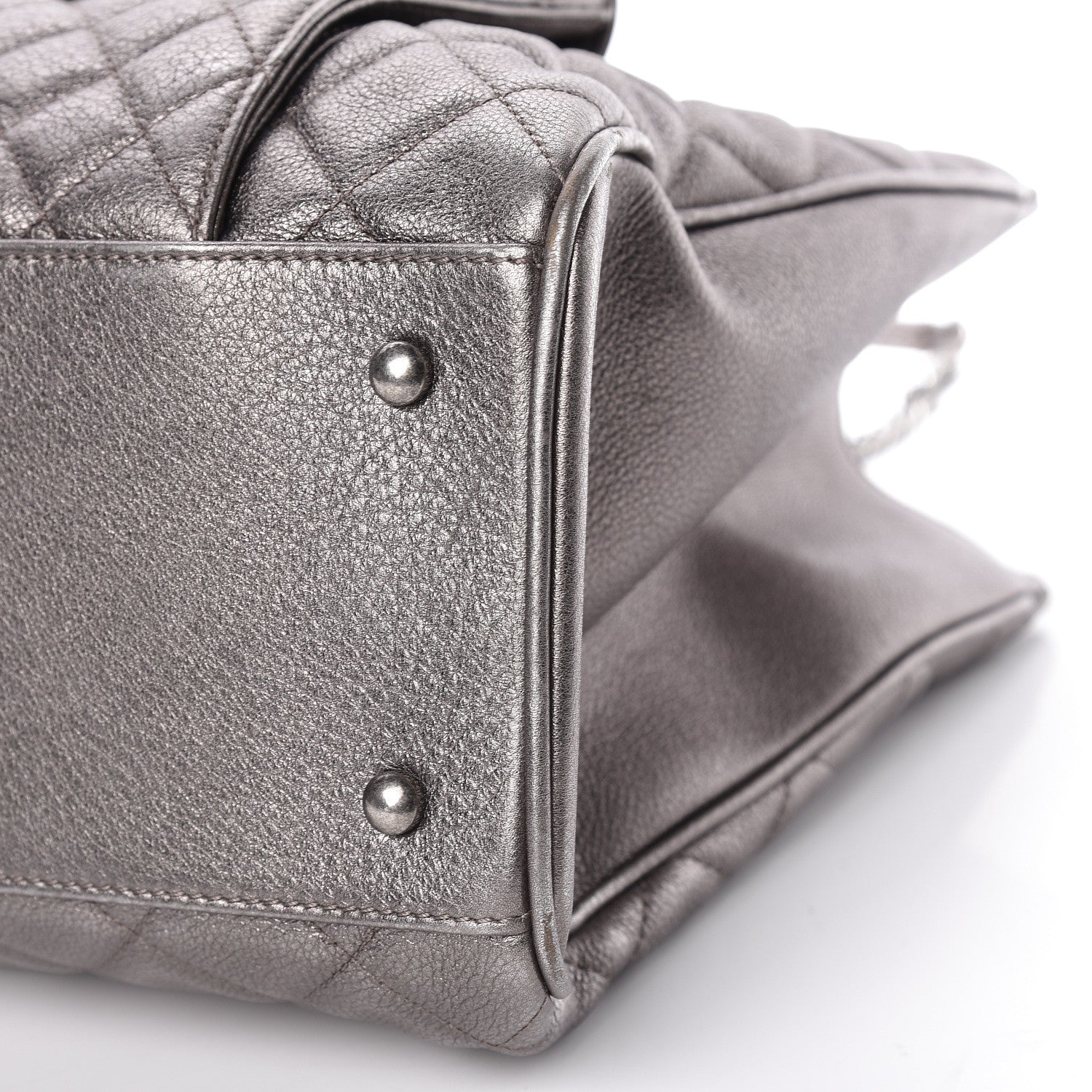 Chanel Metallic Grained Calfskin Quilted Large Casual Pocket Tote Silver 8 of 18