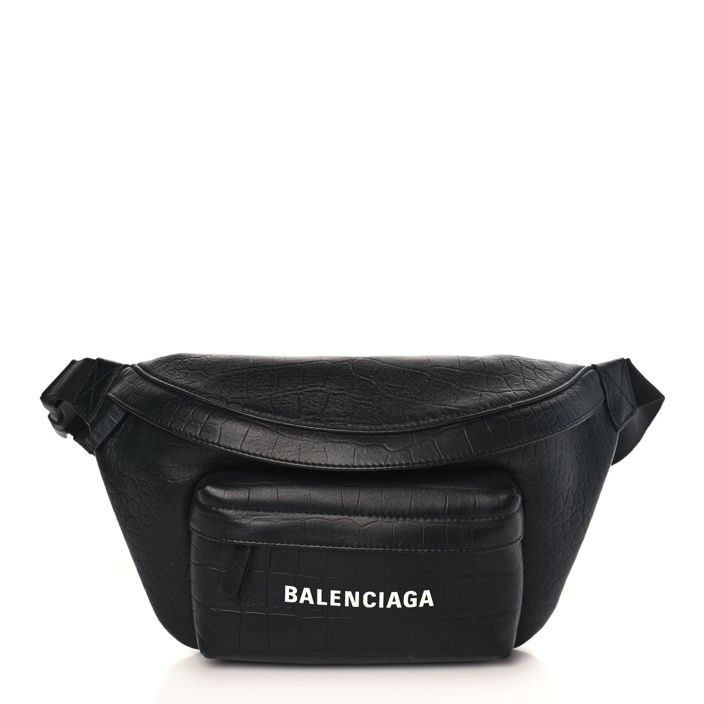 Calfskin Logo Crocodile Embossed Everyday Beltpack Black
