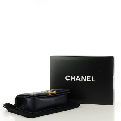 Chanel Lambskin Quilted Medium Boy Flap Dark Navy 4 of 9