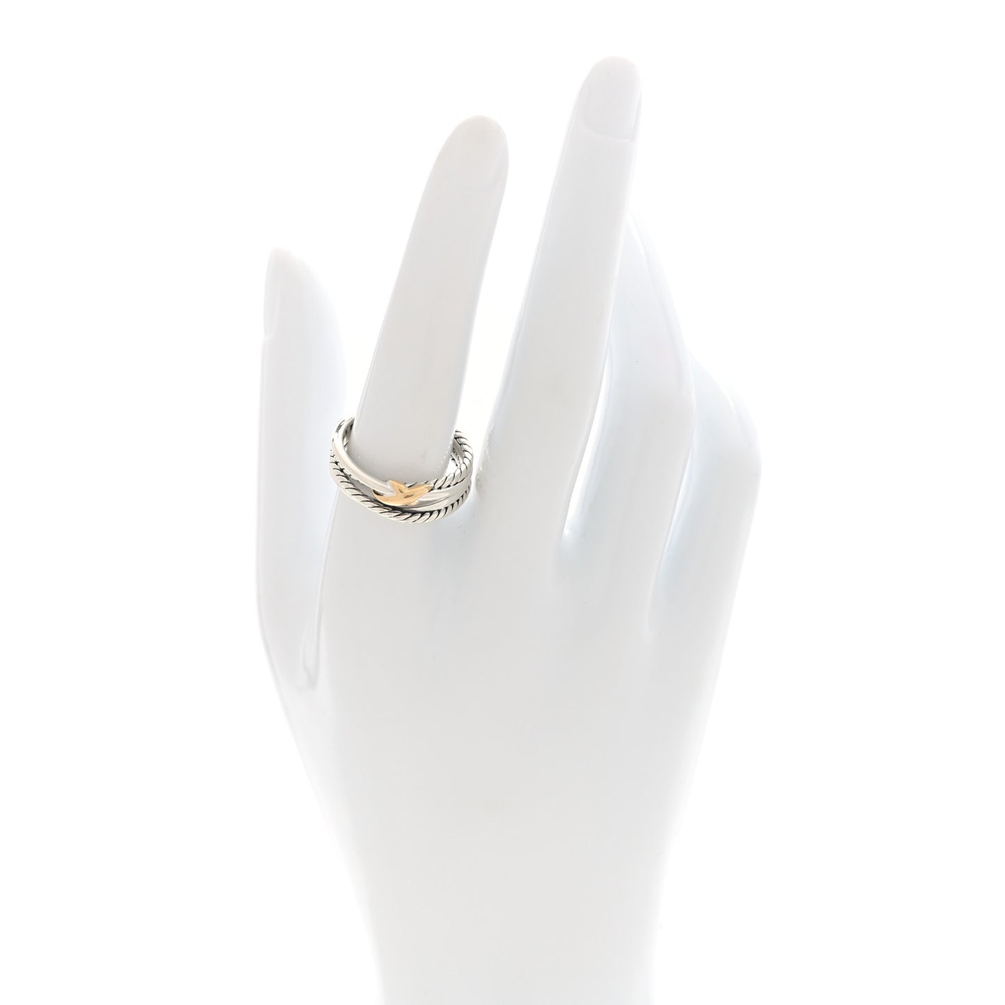 Sterling Silver 18K Yellow Gold 6mm X Crossover Ring 58 8.5