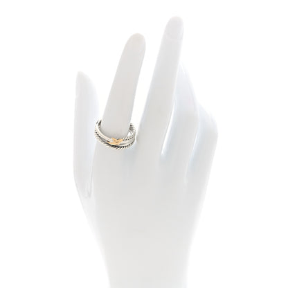 David Yurman Sterling Silver 18K Yellow Gold 6mm X Crossover Ring 58 8.5 2 of 4