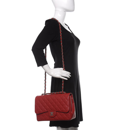 Chanel Caviar Quilted Jumbo Single Flap Red 2 of 12