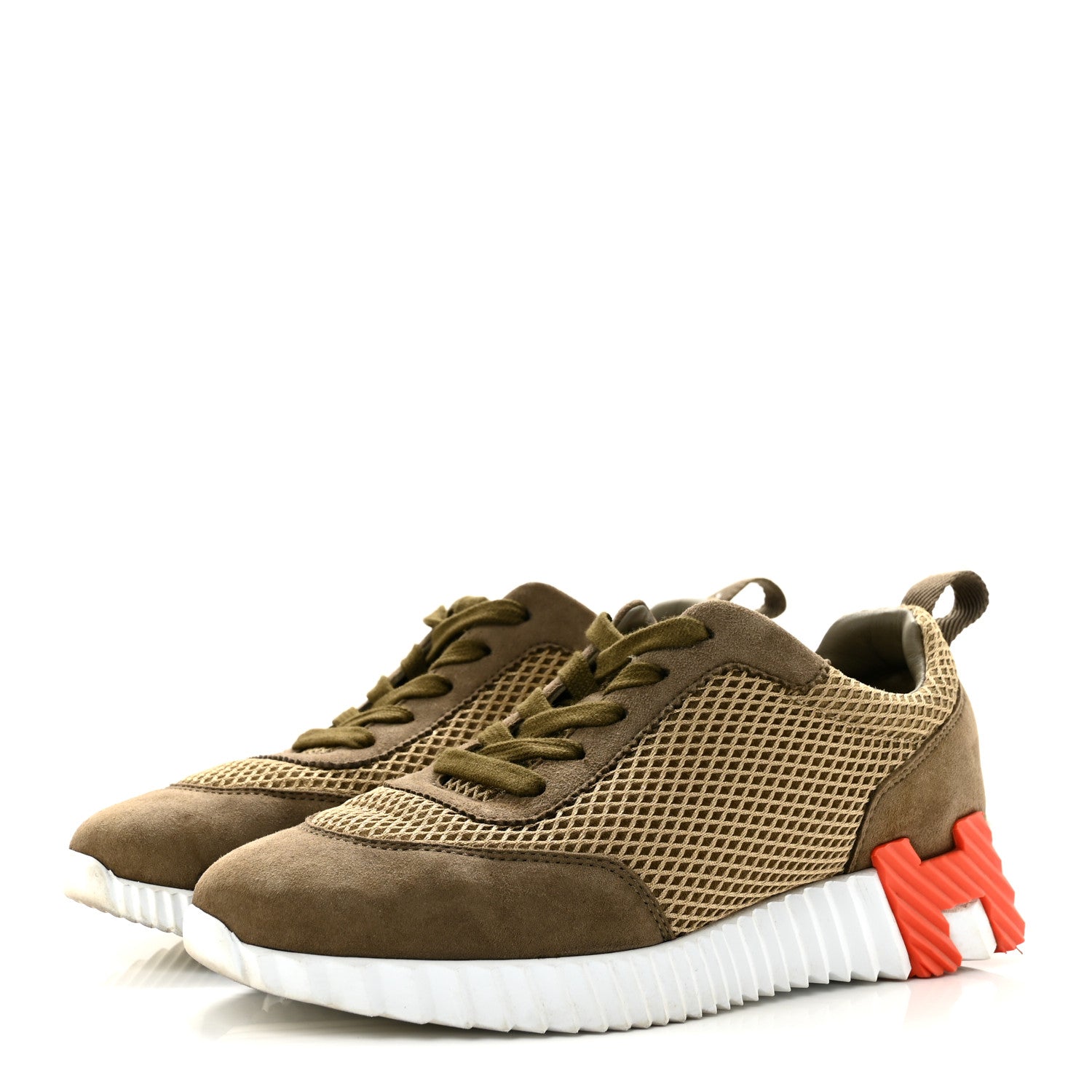 Hermes Air Mesh Suede Goatskin Bouncing Sneakers 37 Vert Toundra 4 of 12