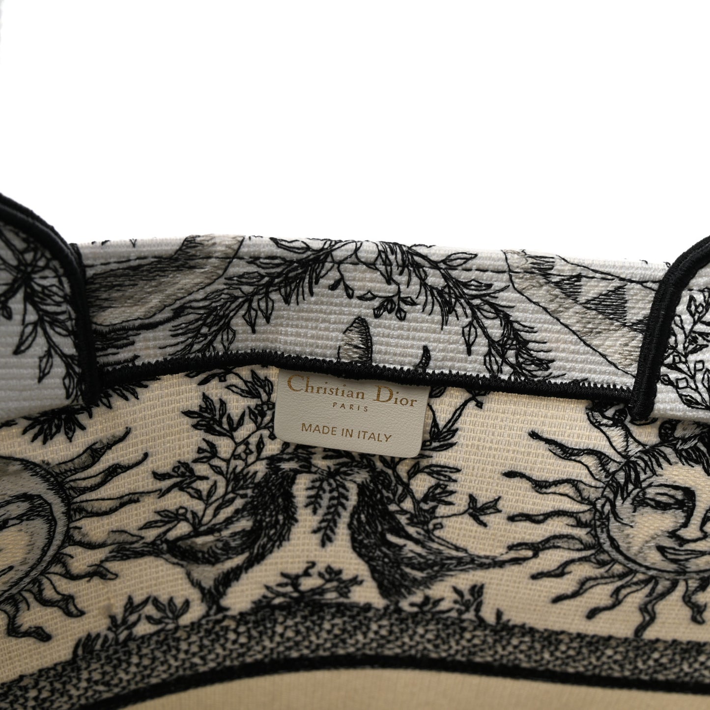 Canvas Embroidered Large Toile De Jouy Soleil Book Tote Black White