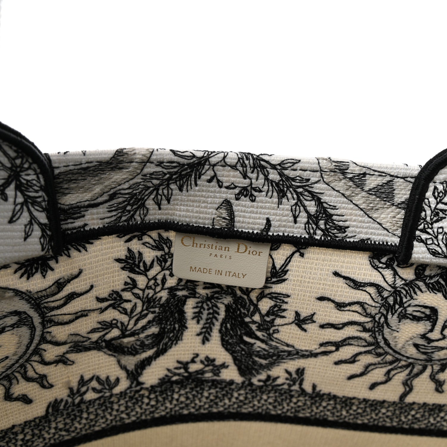 Christian Dior Canvas Embroidered Large Toile De Jouy Soleil Book Tote Black White 6 of 10