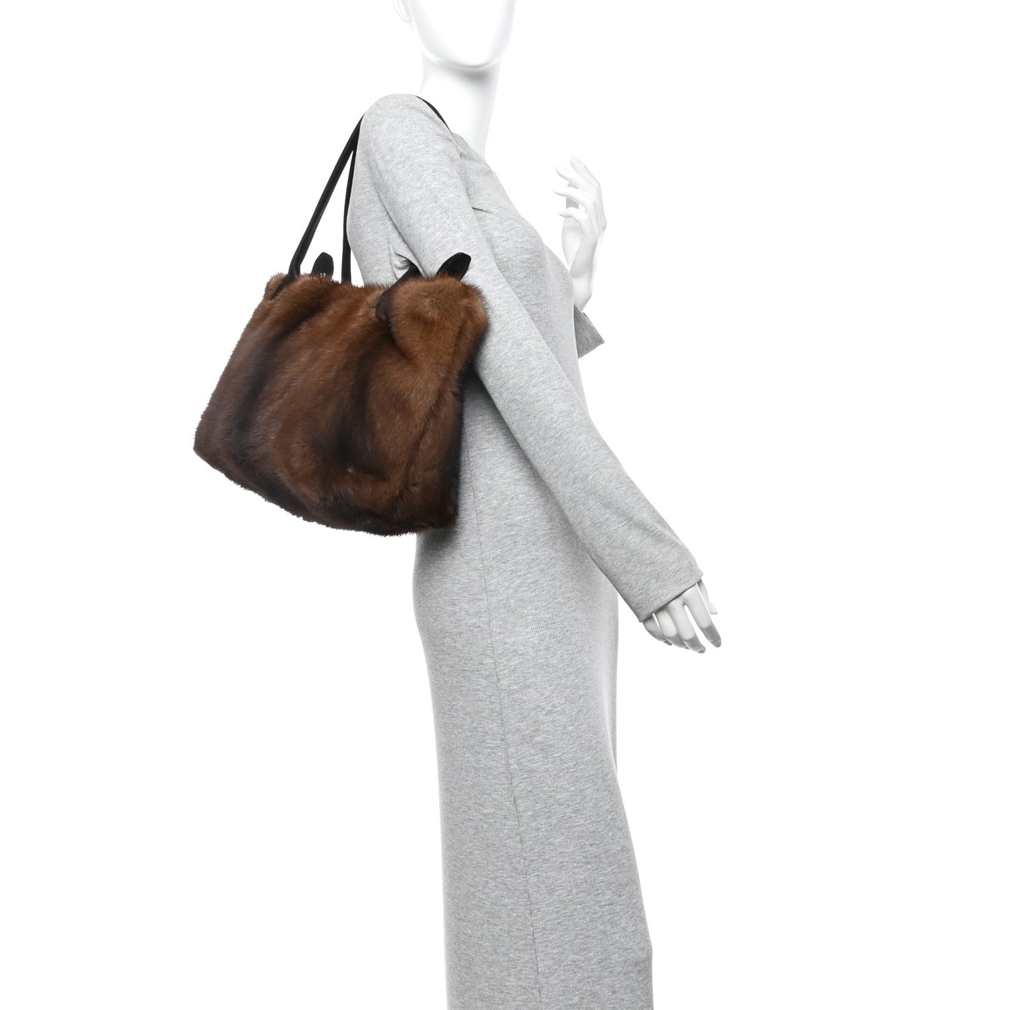 Mink Fur Lux Satchel Coffee