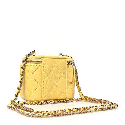 Chanel Caviar Quilted Tiny CC Mini Vanity Case With Chain Yellow 3 of 9