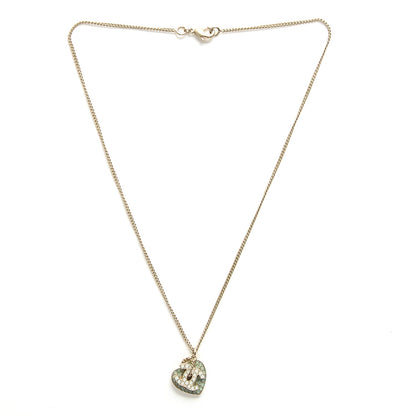 Chanel Crystal CC Heart Pendant Necklace Light Gold 3 of 5