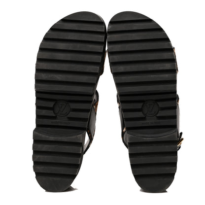 Louis Vuitton Calfskin Pony Hair Platform Sandals 41 Black 5 of 7