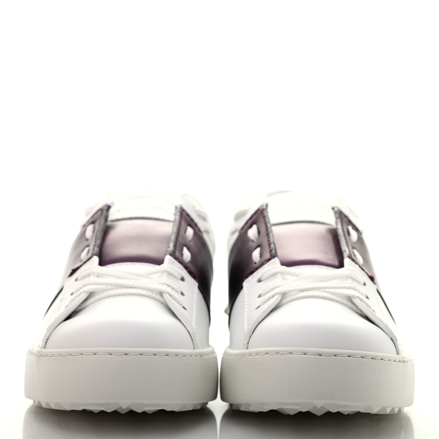 Valentino Garavani Calfskin Womens Rockstud Open Sneakers 38.5 White Purple 2 of 8
