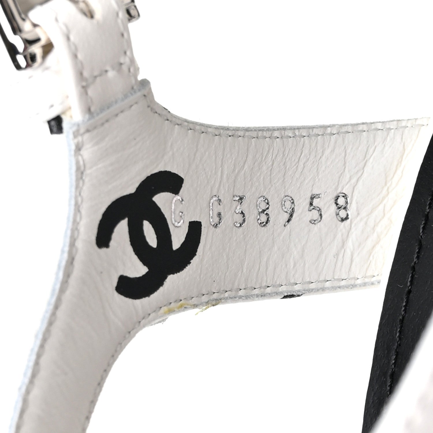 Chanel Printed Lambskin Coco Beach Platform Sandals 38 White Black 7 of 8
