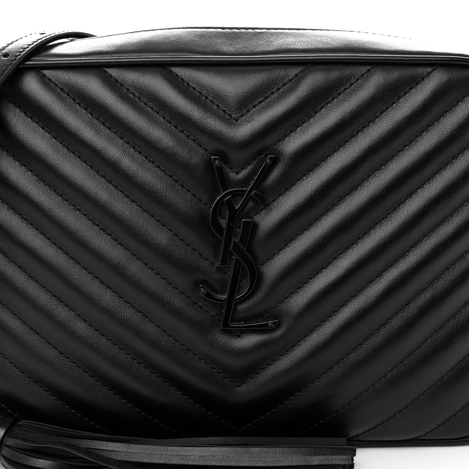 Saint Laurent Calfskin Matelasse Monogram Monochrome Lou Camera Bag Black 8 of 10