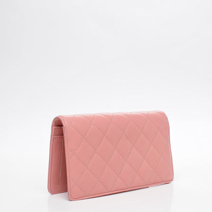 Chanel Lambskin Quilted Yen Wallet Pink 3 of 11