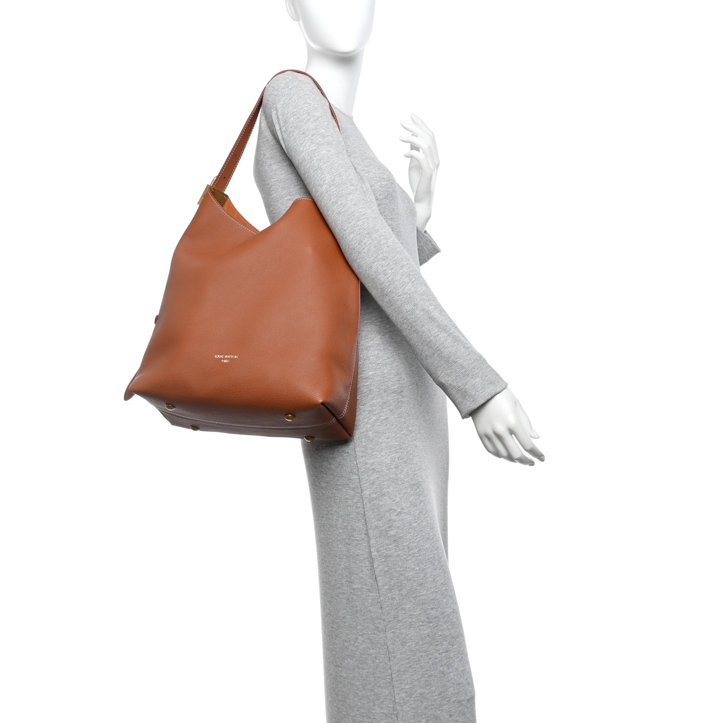 Grained Calfskin Low Key Hobo MM Cognac