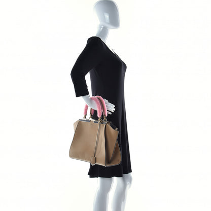 Fendi Calfskin Shearling Petite 3Jours Tote Tan 2 of 19