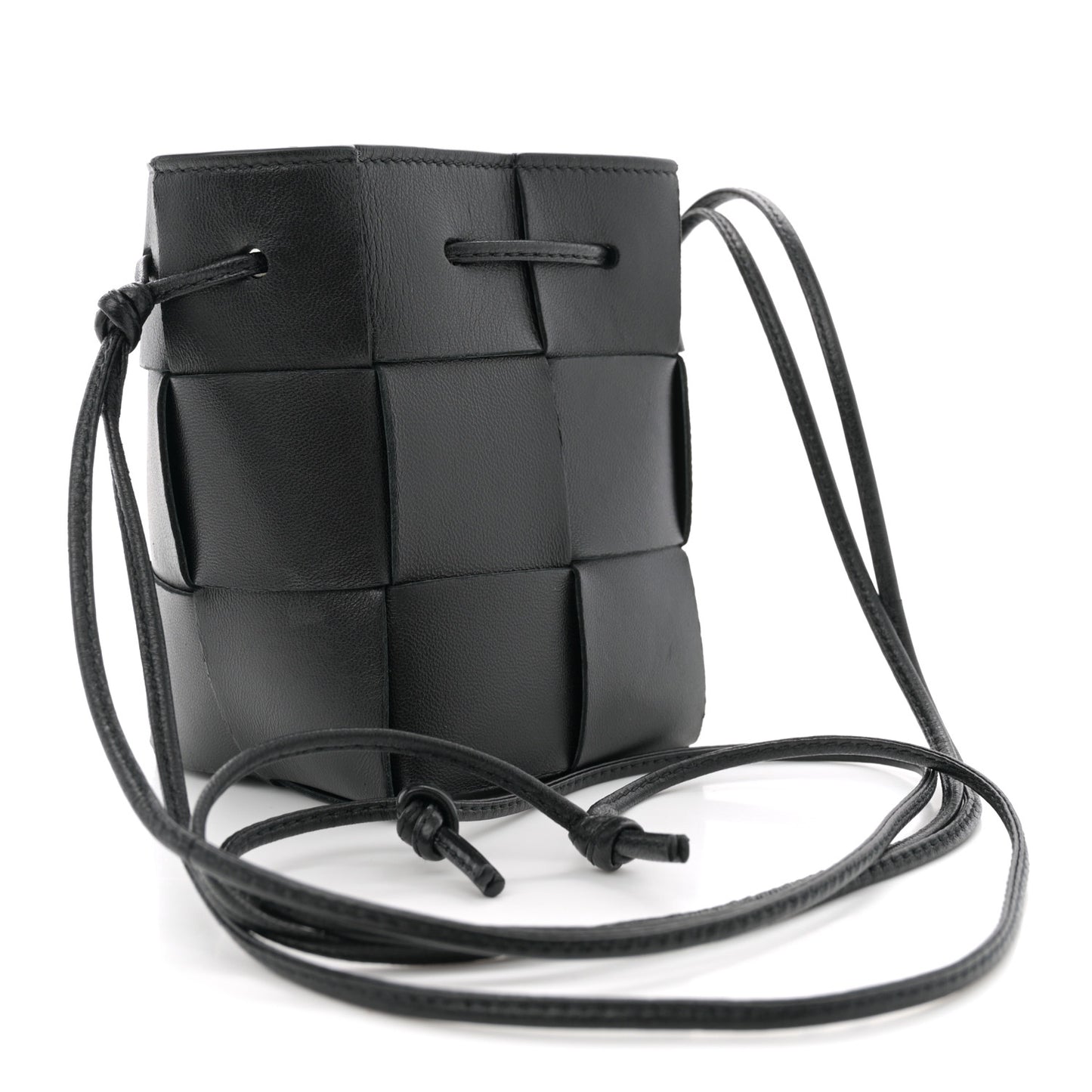 Nappa Maxi Intrecciato Mini Cassette Bucket Bag Black