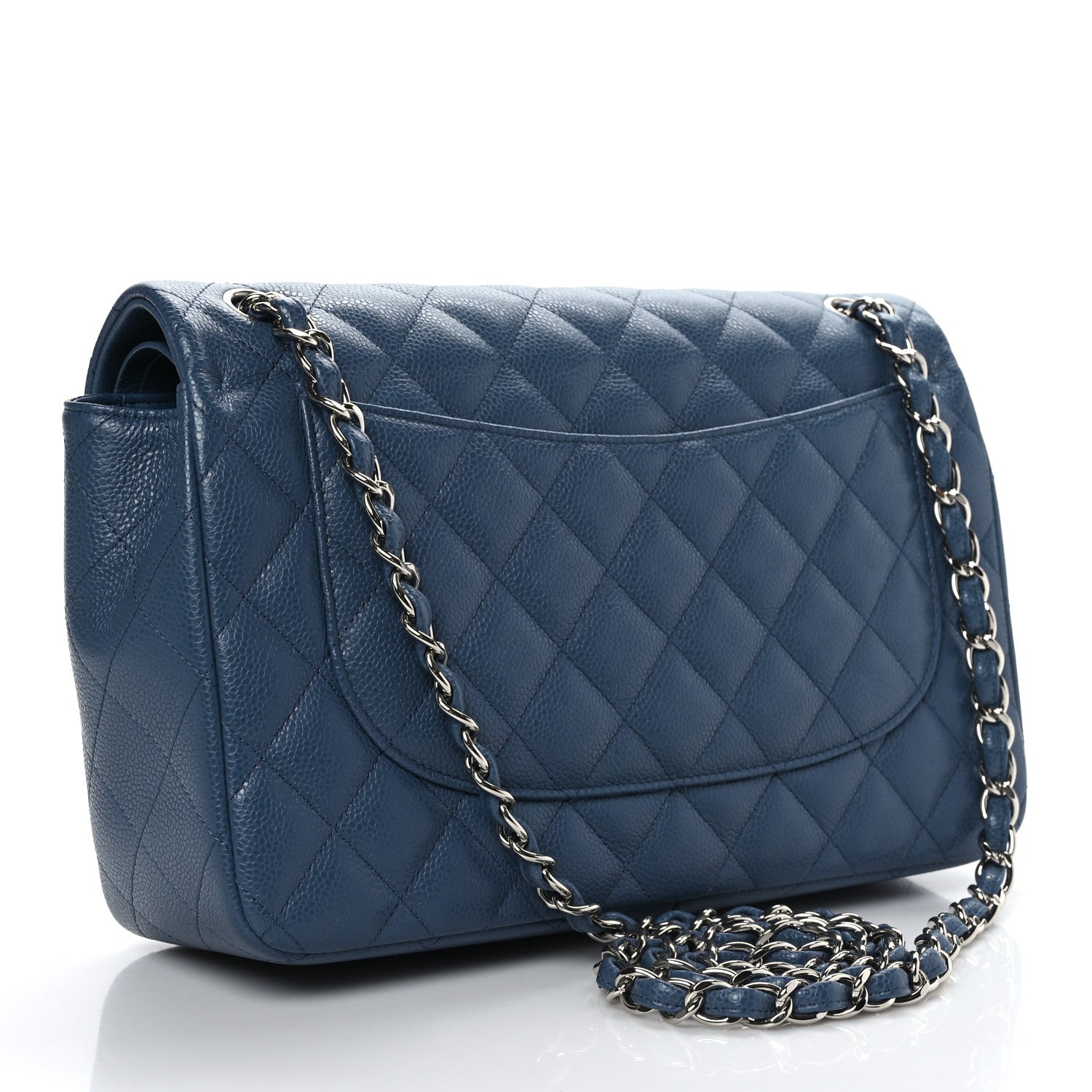 Chanel Caviar Quilted Jumbo Double Flap Blue 3 of 9