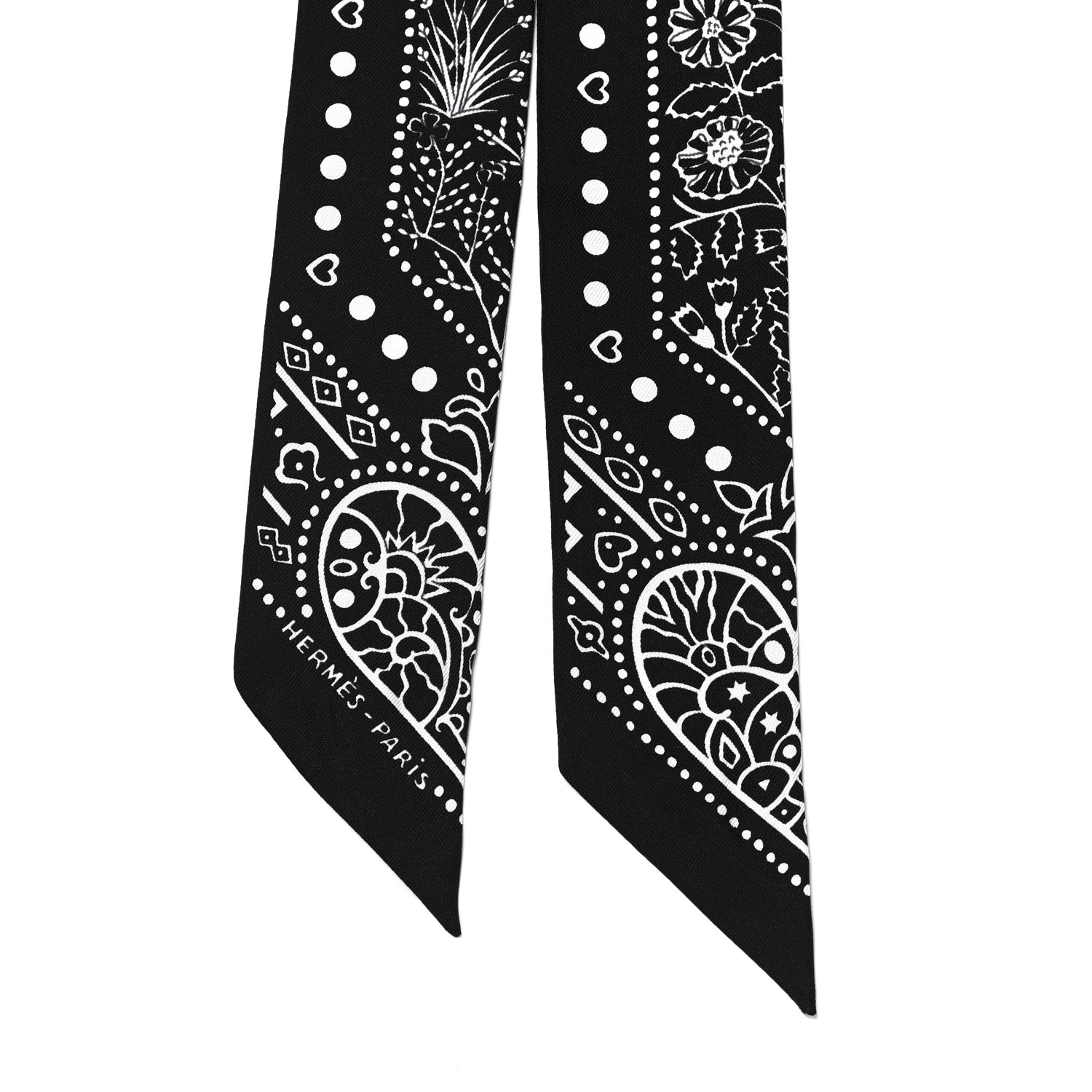 Hermes Silk Peuple Du Vent Bandana Twilly Black White 2 of 4
