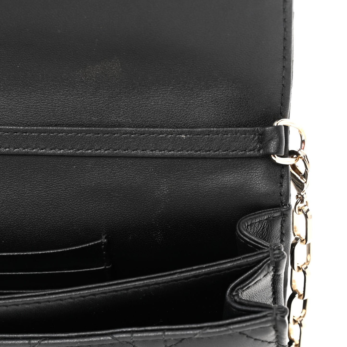 Lambskin Lady Dior Top Handle Clutch Black