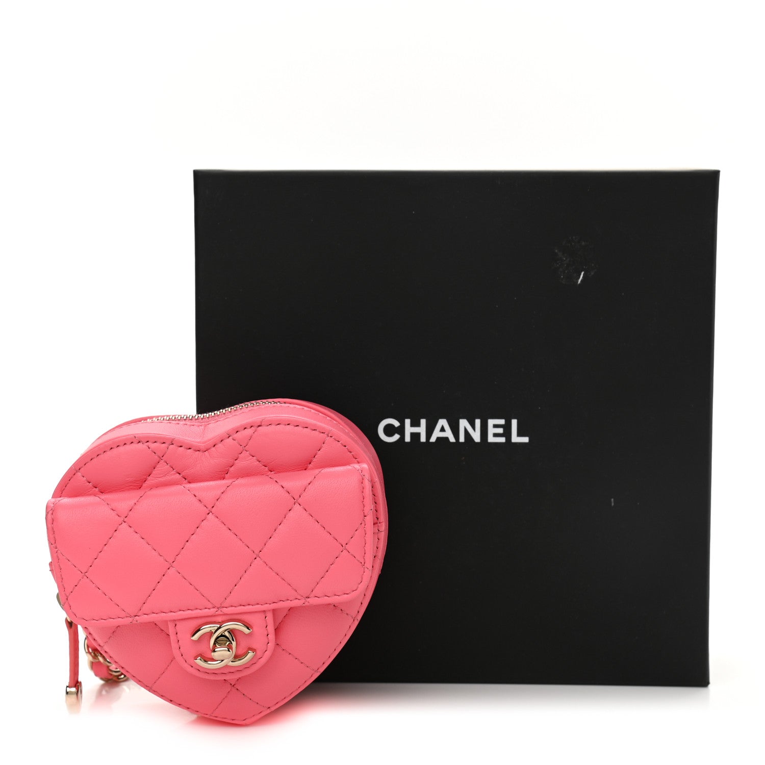 Chanel Lambskin Quilted CC In Love Heart Waist Belt Bag With Chain Pink 11 of 11
