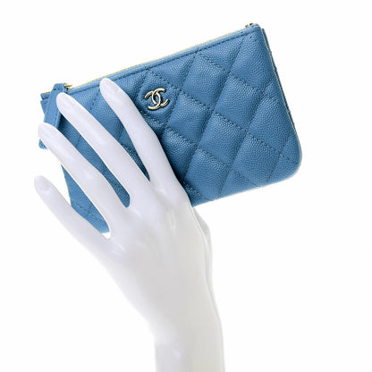 Chanel Caviar Quilted Small Cosmetic Case Blue 2 of 8