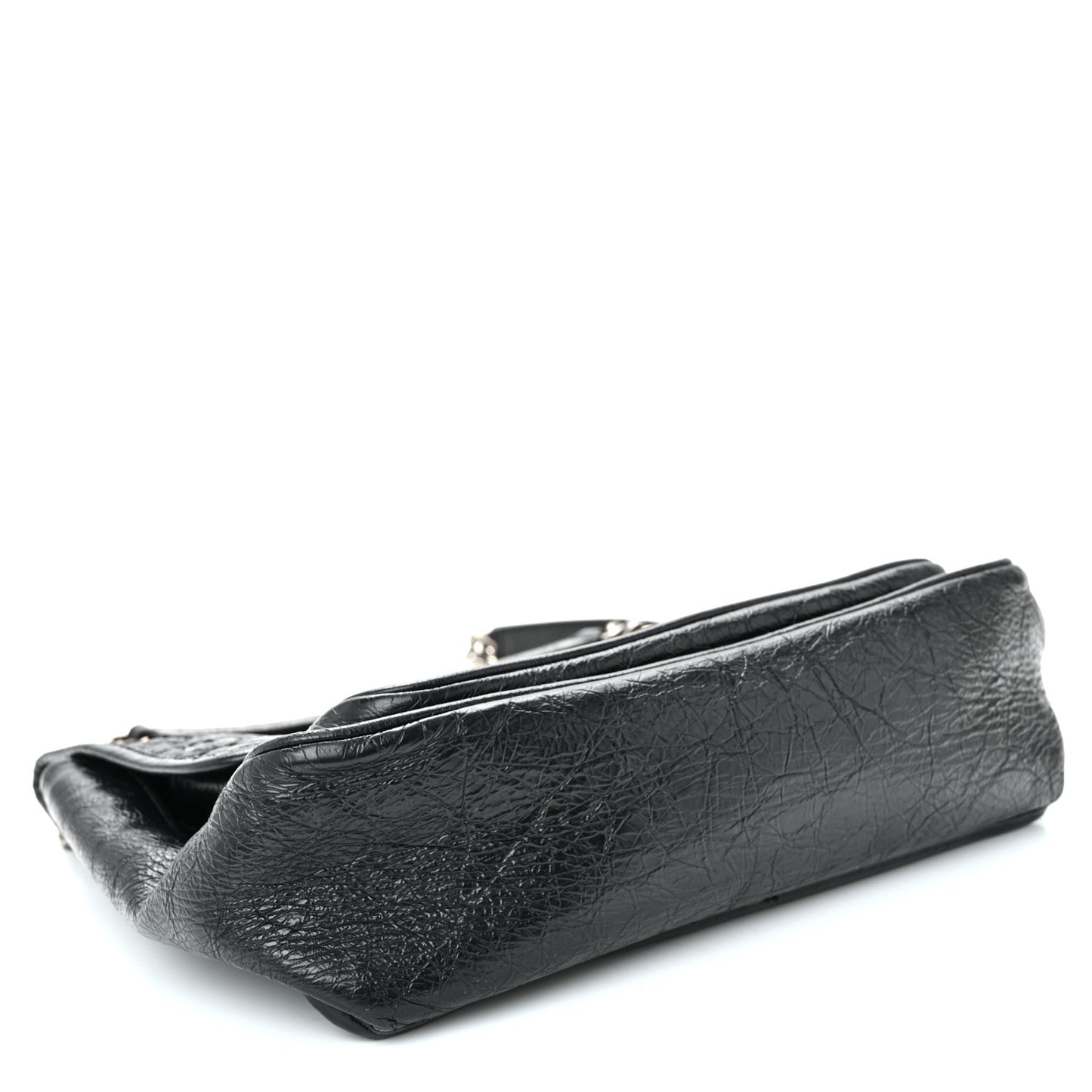 Crinkled Calfskin Matelasse Monogram Medium Niki Chain Satchel Black