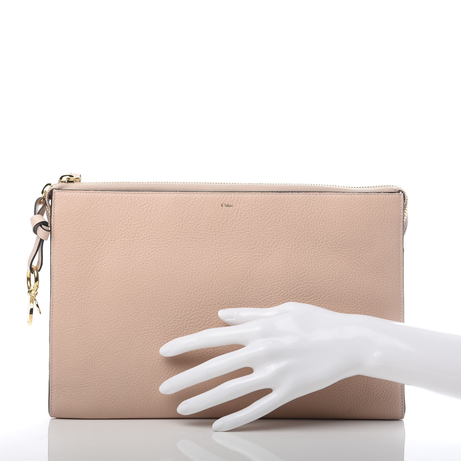 Chloe Calfskin Alphabet Flat Pouch Clutch Blush Nude 2 of 8