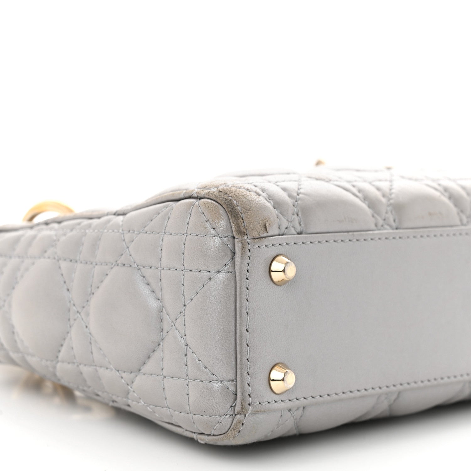 Christian Dior Metallic Lambskin Cannage Mini Lady Dior Grey 9 of 13