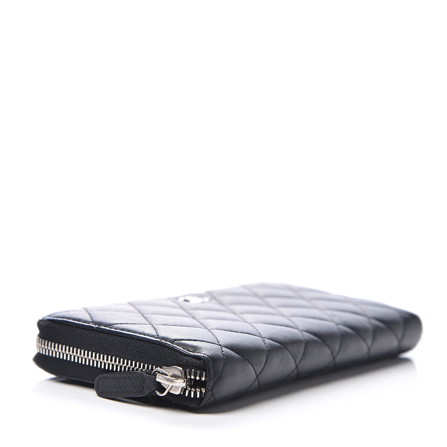 Chanel Lambskin Quilted Large Gusset Zip Around Wallet Black 3 of 7