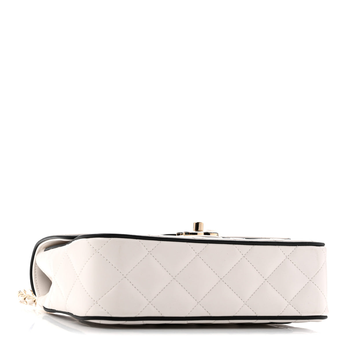 Chanel Lambskin Quilted Resin Graphic Frame Flap Bag White Black 3 of 10