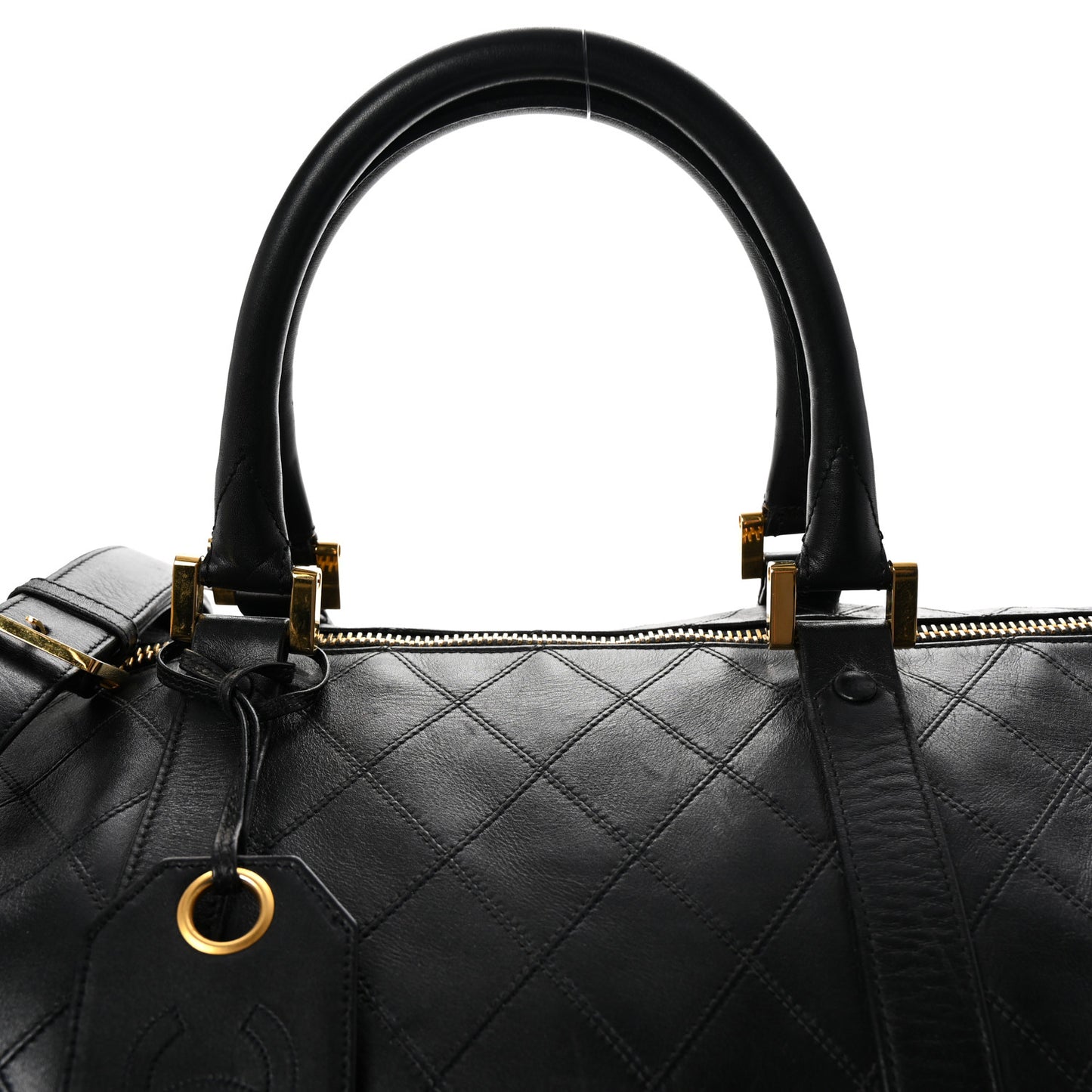 Calfskin Stitched Duffle Bag Black