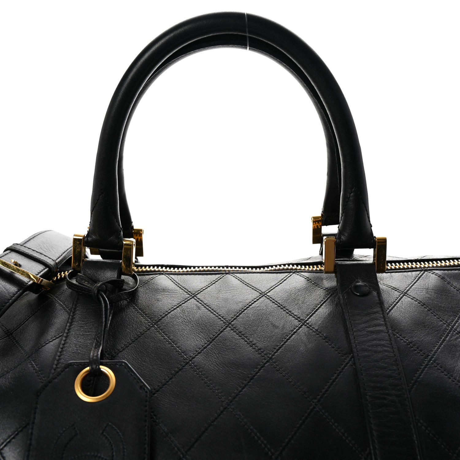 Chanel Calfskin Stitched Duffle Bag Black 7 of 9